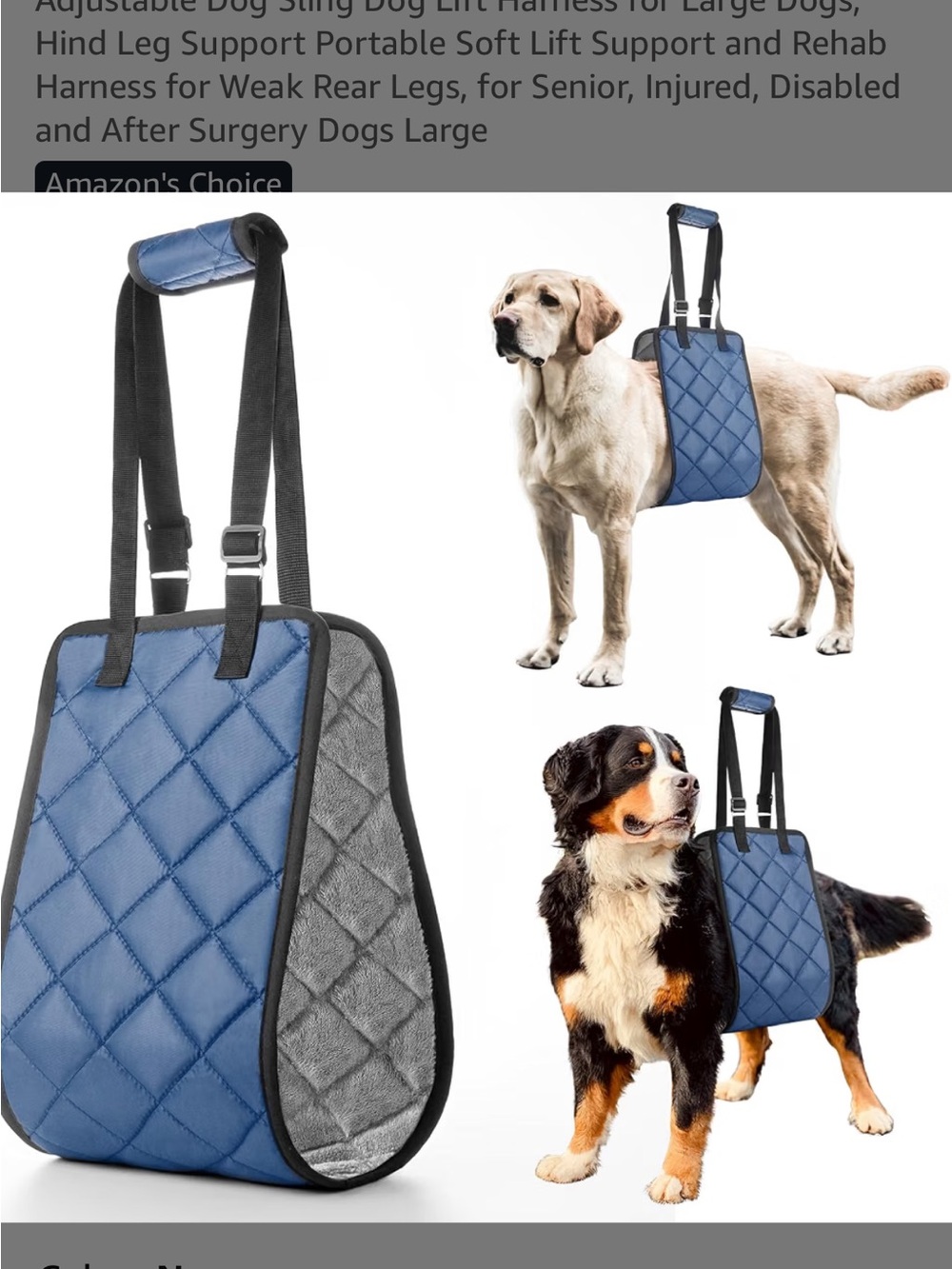 Quilted sling for dogs